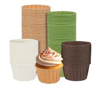 200 Moldes Magdalenas Papel - Papel Magdalenas - Moldes Magdalenas, Madera Puro, Impermeable, para Postres, Fiestas, Bodas (Blanco, Verde, Natural, Marrón Oscuro)