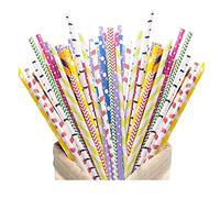 200 Pajitas de Papel Ecológicas de Colores, 6 Pajitas TReutilizables de Colores, Pajitas Papel Beber, para fiestas, bodas, cumpleaños, Navidad (Color)