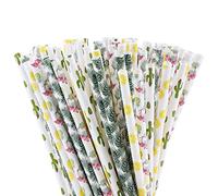 200 Pajitas de Papel Hawaianas Biodegradables Reciclables Pajitas para Beber Verano Fiesta luau Flamenco Cactus Patrón de Jugo Pajitas de Cóctel para Cumpleaños Bodas Suministros