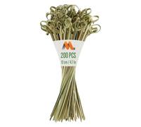 200 Palillos de Cóctel Elegantes con Nudo de Bambú - Pinchos de Madera Decorativos de 12cm - Para Fiestas, Aperitivos, Cócteles, Frutas, Brochetas, Barbacoa (BBQ) - por Mobi Lock