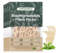 200 palillos de hilo dental biodegradables, respetuosos con el medio ambiente, a base de plantas, para adultos, resistentes al desgarro, con asas anchas, hilo dental vegano y sin BPA para cuidado