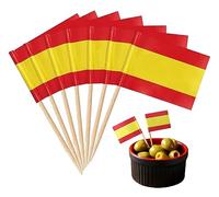 200 Palillos para Tapas por Madrid Turismo Bandera de ESPAÑA sin escudo, 3.5 x 2.5 cm y Palo 8 cm Largo
