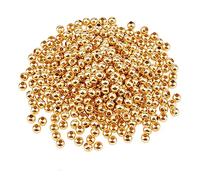 200 Pcs Cuentas de Oro, Cuentas Espaciadoras Redondas, Cuentas Espaciadoras Doradas, Cuentas Latón con Orificio para Collar, Pulsera, Fabricación de Joyas, Suministros para Manualidades(Dorado)