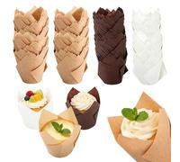 200 Pcs Moldes Magdalenas Papel de Tulipán, Moldes de Muffins, Tazas de Papel de Pastel, Vasos de Papels para Hornear Magdalenas Cupcakes Fiestas de Cumpleaños Bodas Pastelerías(negro/blanco/marrón)