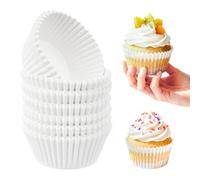200 Pcs Moldes Magdalenas Papel, Molde Cupcakes, Moldes de Papel para Magdalenas postres, fiestas, cumpleaños, bodas y Navidad (Blanco)
