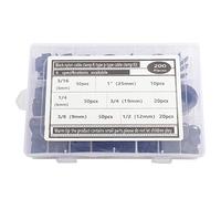 200 Pcs Nylon Cable Clamp Assorted Box, R Type and P Type Plastic Wire Clip Fasteners with 6 Sizes in Black and White for Home Office Workshop Wiring Organization (200 piezas - clip en forma de R de