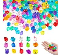 200 piedras acrílicas de hielo falsas, cubos de hielo falsos, juego de cofre del tesoro, 200 piezas de piedras preciosas piratas, gemas de cristal acrílico multicolor para niños, seguras y no tóxicas