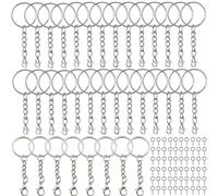 200 Piezas Anillas Llaveros, Kit para Hacer Llaveros, Anillas de Metal con Cadena con Cierres de Mosquetón, Pasadores de Ojo Ojal, Enganches Kit para Hacer Llaveros Resina Fabricación de Joyas 25mm