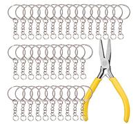 200 piezas Anillos de llavero con Alicates, VEINARDYL 2,5 cm Llaveros con cadenas y anillos de salto abiertos, Llaveros divididos para Hacer manualidades