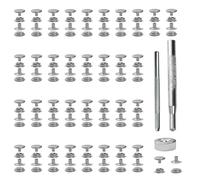 200 Piezas Botón de Acero Inoxidable, Corchetes Botones de Presión Ojales Metálicos para Lonas Atornillar con Tornillo Broches de Lona 15mm, con 3 Herramientas de Ajuste para Cuero, Lona, Ropa (Plata)
