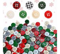 200 Piezas Botones de Madera Navideños, Decorativos Navideños de Caramelos, Botones de Copo de Nieve de Madera, Botone Redondos