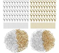 200 Piezas Cierres Para Pulseras, 400 Piezas De Anillos Partidos, Enganches Para Pulseras Cierres Collares Enganches Collares Hacer Pulseras Fabricación De Joyas De Bricolaje (Oro Plata)
