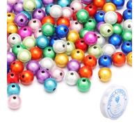 200 Piezas Cuentas Acrílicas de Colores 8mm con Cordón de 1m