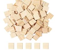 200 piezas de 20 x 18 mm de madera en blanco, azulejos cuadrados de madera para Scrabble, piezas cuadradas de madera sin terminar, rebanadas de madera natural para grabado láser y tallado