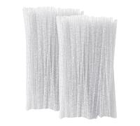 200 piezas de 30 cm x 6 mm de purpurina fina para limpiar tuberías de oropel tallos de felpilla para manualidades, palos de felpilla flexibles y creativos limpiadores de tuberías, color blanco