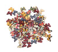 200 piezas de botones de madera para manualidades, 2 agujeros, botones de madera con forma de mariposa para coser, manualidades para álbumes de recortes, proyectos de ganchillo DIY