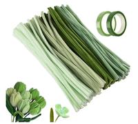 200 piezas de chenilla de alambre, lirios limpiadores de tuberías, juego de 4 limpiadores de tubos verdes diferentes, con 2 cintas para decoración creativa de proyectos de bricolaje (verde)