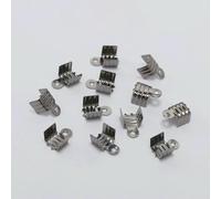 200 piezas de cierres de cordón pequeños dorados y plateados con cierre de tres hilos, cierre de crimpado, conector de hebilla para joyería, suministros de bricolaje, color negro pistola, 3 x 6 mm