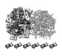 200 piezas de clips alambre acero inoxidable alta resistencia, sujetadores cerca reutilizables plateados for cercas malla tejida, grapas galvanizadas Para Soldado