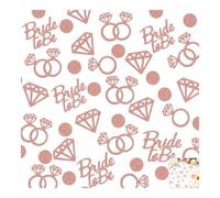 200 piezas de confeti de novia a ser, decoraciones de despedida de soltera y dispersión de mesa de boda, anillo de diamante con formas de corazón para suministros de despedida de soltera (oro rosa)