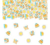 200 piezas de confeti de un niño feliz primer viaje alrededor del sol, decoraciones de cumpleaños, decoración de mesa de sol arcoíris para niños, suministros de decoración de fiesta de primer