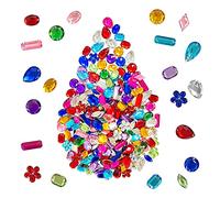 200 piezas de cuentas de resina de parte posterior plana de acrílico mixto de cristal de costura con agujeros para decoración de ropa, diamantes de colores, decoración de bricolaje