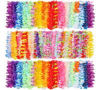 200 piezas de flores hawaianas Leis Bulk Luau Party Flower Collar Tropical Luau Party Leis Hawaiian Collar Flower Leis para Luau Party Verano Boda Vacaciones Cumpleaños Decoraciones