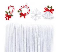 200 piezas de limpiadores de pipas de felpilla blanca, varillas de manualidades peludas, tallos flexibles para proyectos de arte de bricolaje, manualidades de flores, actividades creativas (6 mm x 12