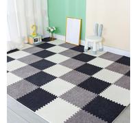 200 Piezas De Losetas De Alfombra Entrelazadas, Tapete De Espuma Espesa Con Borde, Pisos Protectores, Alfombras Suaves Para El Hogar, 30 X 30 Cm (Gris Oscuro + Gris Claro + Beige 0,23 Pulgadas)