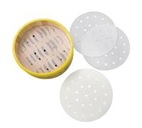 200 piezas de papel Dim Sum como base para vaporizadores de bambú, vaporizador, Air Fryer, forro de airfryer, antiadherente, papel de horno redondo, papel de bambú perforado (5 pulgadas/12,7 cm)