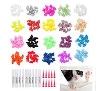 200 piezas de protección de uñas para gatos perros, garras suaves y coloridas, tapones para uñas de gatito, tapones uñas de gatos con aplicadores de adhesivos adhesivos con instrucciones para mascotas
