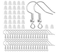 200 Piezas Enganche Pendientes Gancho Enganches Pendientes para Arete Plata Esterlina Hipoalergénico DIY Alambre Oreja Joyería Ganchos Hacer Pendientes Alambre Francés Posterior Fabricación de Joyas