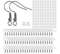 200 Piezas ganchos para pendientes de Ley 925 Set,Hipoalergénica Plateada Accesorios para Pendientes Kits 100 Ganchos Enganches para Pendientes Suministros para Hacer Joyería y Aretes DIY(Gris carbón)