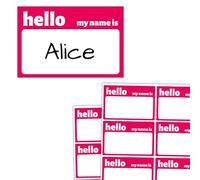 200 Piezas - Hello My Name Is Stickers, Pegatinas Name Tags - 75 x 50 mm, Rojo