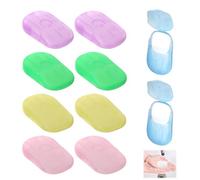 200 Piezas Hoja de Savon Portátil, 10 Boits Ovales Mini Savon Voyage Solide, 5 Colores Savon Antibacterial Jetty para Camping Randonnée, Boite a Savon Voyage Pratique para Lavage Mains Extérieur