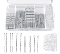 200 Piezas Horquillas para El Pelo, 100 Diademas, Cabello Onduladas de Metal, Horquillas en Forma, de U Horquilla Invisible Para Mujeres y Niñas, Moños Largos, Rizados(Silver)