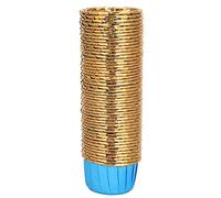 200 Piezas Molde para Cupcakes de Papel con Diseño en Blanco y Café, 5x3,8x3cm - Resistente al Calor, Antiadherente, Ideal para Repostería y Fiestas (Tamaño pequeño 3830-dorado por dentro y azul por