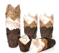 200 Piezas Moldes Magdalenas Papel, Antiadherente & Sin Blanquear,Papel MagdalenasTamaño Estándar Para Boda/Fiesta/Cumpleaños/Navidad (Marrón claro)