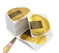 200 Piezas Moldes para Extensión de Uñas, Moldes Dorados de Doble Grosor, Formas Autoadhesivas en Herradura para Esculpido y Estética de Uñas