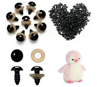 200 piezas ojos de seguridad de 10 mm con arandelas para amigurumis, muñecos, peluches, manualidades, ojos de plástico negros, accesorios para crochet, costura, DIY, fieltro y proyectos artesanales