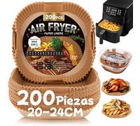 200 Piezas Papel Freidora de Aire 5-8L, 20-24CM Papel Air Fryer Cuadrado, Desechable Antiadherente para Horno Microondas, Perfecto para COSORI Cecotec 5,5 6L