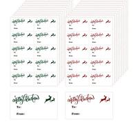 200 Piezas Pegatinas de Feliz Navidad Etiquetas Autoadhesivas de Navidad Pegatinas de Alce de Navidad para Calcomanías Navideños, Rojo, Verde, 1,37 x 2,36 Pulgadas
