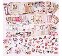 200 Piezas Pegatinas Scrapbooking Vintage,Papel Decorativo Estético para Papelería,Material de Diario Retro,Washi DIY Manualidades Botánico Animales Flores Stickers,para Álbum,Fotos,Journal Diario