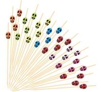 200 Piezas Seleccion de Palillo Palitos de Calavera de Fruta Palillos de Dientes Sandwich Aperitivo Palitos de Bambú para Boda Cumpleaños Halloween Decoración de Fiesta