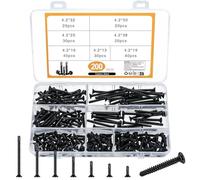 200 Piezas Tornillos Autoperforantes, Tornillos de Cabeza Plana, Tornillos Autorroscantes de Acero al carbono con Extremos Perforados - M4.2 * 13/16/19/25/32/38/50mm (Negro)