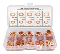 200 Pzs Arandelas Cobre,Plana Arandela de Cobre M5-M14 Kit de Surtido de Sellos de Anillo Plano para Tapones de Sumideros Agua Combustible y Accesorios Hidráulicos