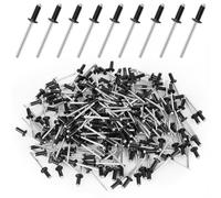 200 remaches ciegos de aluminio, 4 x 10 mm, remaches negros pop para edificios, barcos, coches y muebles