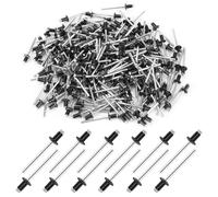 200 remaches ciegos de aluminio, 4 x 6 mm, remaches negros pop para edificios, barcos, coches y muebles