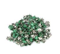 200 Remaches de Metal Cuadrados de Cuatro Garras de 9 mm de Color Negro Mate, Elegantes Accesorios Decorativos para Manualidades de Bricolaje para Zapatos, Bolsos, Sombreros, Ropa (Puntos rojos sobre