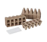 Relaxdays Set 200 Semilleros, Incluye Etiquetas, Biodegradables, Macetas de Cultivo, 5,5 x 3,5 x 3,5 cm Aprox., Marrón